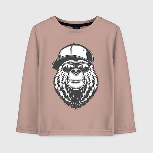 Детский лонгслив Медведь / Пыльно-розовый – фото 1
