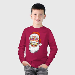 Лонгслив хлопковый детский Довольный Санта, цвет: маджента — фото 2