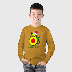 Лонгслив хлопковый детский Avokado, цвет: горчичный — фото 2
