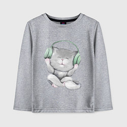 Детский лонгслив Котенок меломан