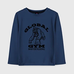 Лонгслив хлопковый детский Global Gym, цвет: тёмно-синий