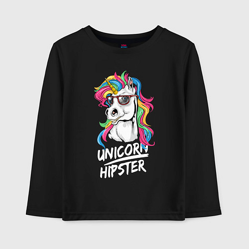 Детский лонгслив Unicorn hipster / Черный – фото 1