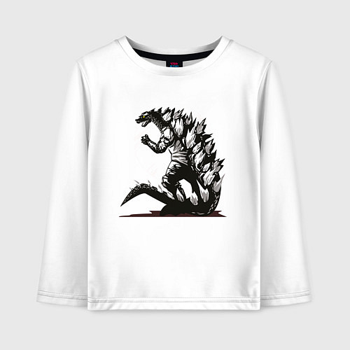 Детский лонгслив Годзилла / Белый – фото 1