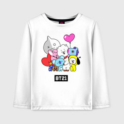 Лонгслив хлопковый детский BT21, цвет: белый