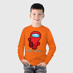 Лонгслив хлопковый детский Hello Impostor, цвет: оранжевый — фото 2