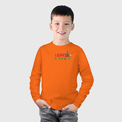 Лонгслив хлопковый детский I love Christmas!, цвет: оранжевый — фото 2