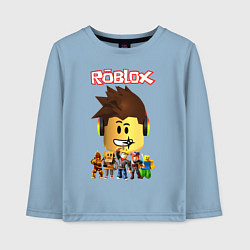 Лонгслив хлопковый детский ROBLOX цвета мягкое небо — фото 1