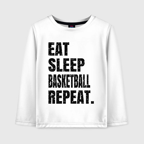 Детский лонгслив EAT SLEEP BASKETBALL REPEAT / Белый – фото 1