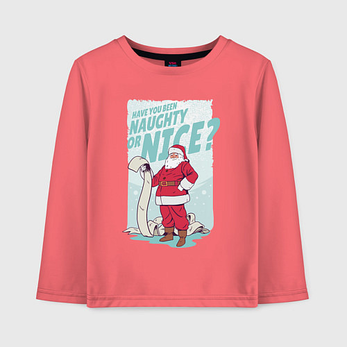 Детский лонгслив Санта со списком плохишей / Коралловый – фото 1