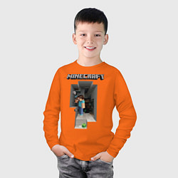 Лонгслив хлопковый детский Minecraft, цвет: оранжевый — фото 2