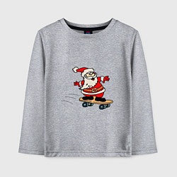 Лонгслив хлопковый детский Санта на скейтборде, цвет: меланж