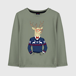 Лонгслив хлопковый детский Hipster Deer, цвет: авокадо