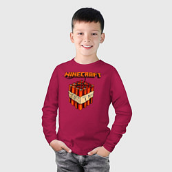 Лонгслив хлопковый детский Minecraft, цвет: маджента — фото 2