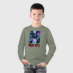 Лонгслив хлопковый детский Night City Nier: automata, цвет: авокадо — фото 2