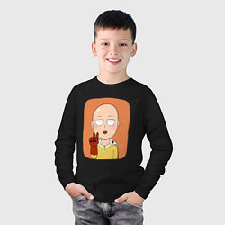 Лонгслив хлопковый детский Сайтама One Punch Man, цвет: черный — фото 2