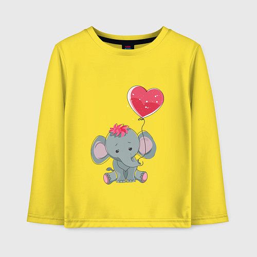 Детский лонгслив Влюбленный слоник / Желтый – фото 1
