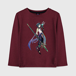 Лонгслив хлопковый детский Сяо, цвет: меланж-бордовый