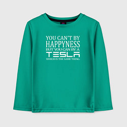 Лонгслив хлопковый детский Тесла счастье, цвет: зеленый