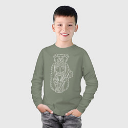 Лонгслив хлопковый детский Велес Бог Мудрости, цвет: авокадо — фото 2