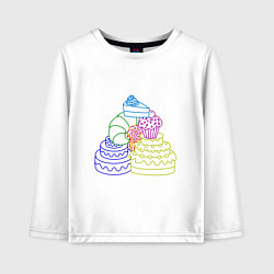 Лонгслив хлопковый детский Пищевая пирамида сладкая, цвет: белый