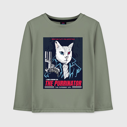 Детский лонгслив Кот Терминатор пародия / Авокадо – фото 1