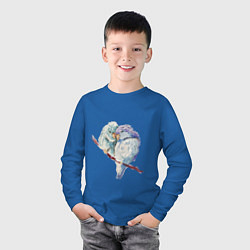 Лонгслив хлопковый детский Акварельные попугаи, цвет: синий — фото 2