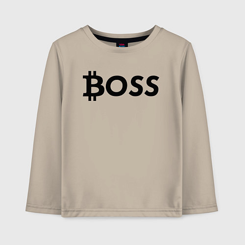 Детский лонгслив БИТКОИН ДЕД BITCOIN BOSS / Миндальный – фото 1