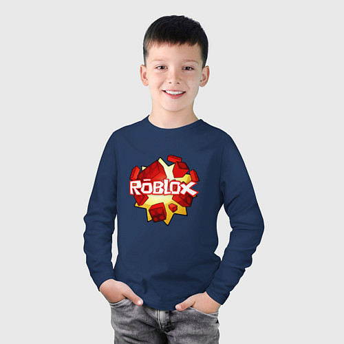 Детский лонгслив ROBLOX LOGO / Тёмно-синий – фото 3