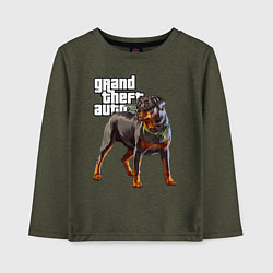 Лонгслив хлопковый детский ЧОП - ротвейлер из GTA 5, цвет: меланж-хаки