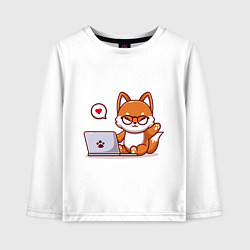 Детский лонгслив Cute fox and laptop