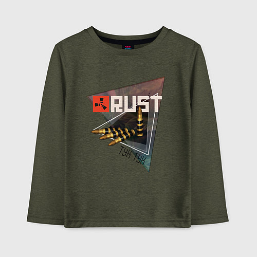 Детский лонгслив Rust Стучим в дверь соседу Раст / Меланж-хаки – фото 1