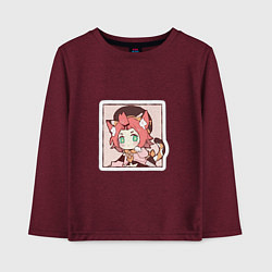Лонгслив хлопковый детский Диона, цвет: меланж-бордовый