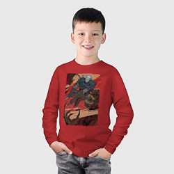 Лонгслив хлопковый детский Мясник Ведьмак, цвет: красный — фото 2
