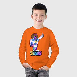 Лонгслив хлопковый детский STU Disco СТУ Диско, цвет: оранжевый — фото 2