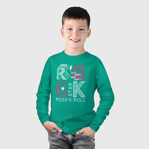 Детский лонгслив ROCK STAR / Зеленый – фото 3