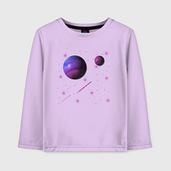 Лонгслив хлопковый детский Космос Планеты, цвет: лаванда