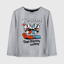 Лонгслив хлопковый детский Cuphead, Dont deal with devil, цвет: меланж