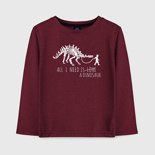 Детский лонгслив All a need is dinosaur / Меланж-бордовый – фото 1