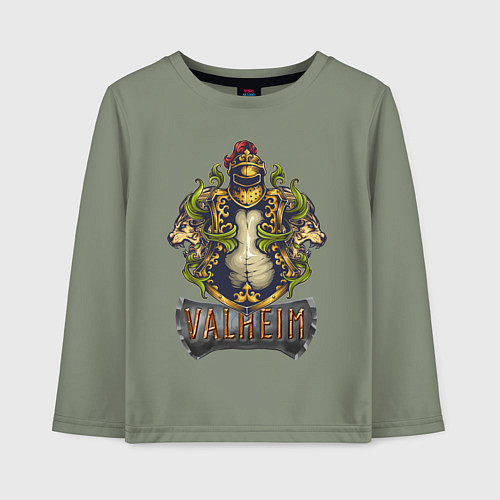 Детский лонгслив Valheim рыцарь и львы / Авокадо – фото 1