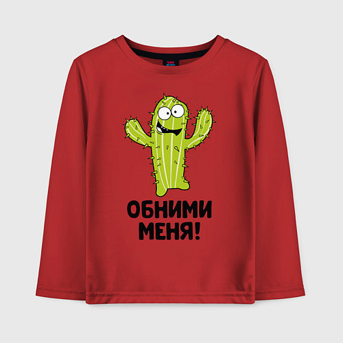Детский лонгслив Кактус обнимашки / Красный – фото 1