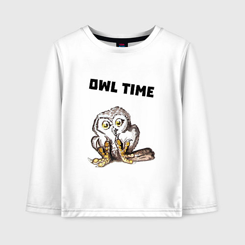 Детский лонгслив Owl time / Белый – фото 1