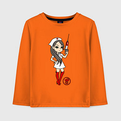 Лонгслив хлопковый детский Медсестра со шприцом, цвет: оранжевый