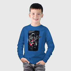 Лонгслив хлопковый детский Астронавт музыкант, цвет: синий — фото 2