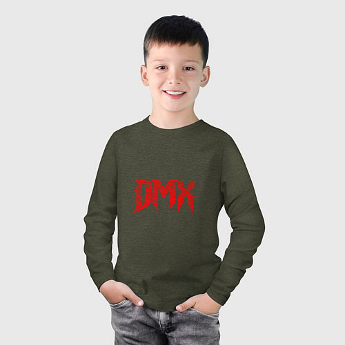 Детский лонгслив Рэпер DMX логотип logo / Меланж-хаки – фото 3
