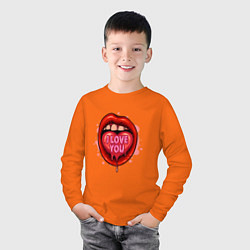 Лонгслив хлопковый детский Сочные губы, цвет: оранжевый — фото 2