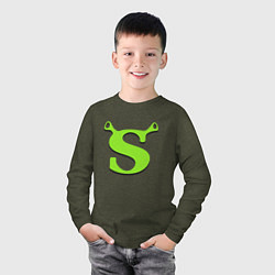 Лонгслив хлопковый детский Shrek: Logo S, цвет: меланж-хаки — фото 2