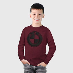 Лонгслив хлопковый детский BMW LOGO CARBON, цвет: меланж-бордовый — фото 2