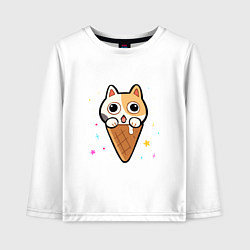 Лонгслив хлопковый детский Ice Cream Cat, цвет: белый