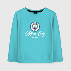 Лонгслив хлопковый детский MAN CITY EST 1894, цвет: бирюзовый