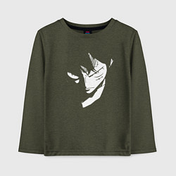 Лонгслив хлопковый детский Луффи из аниме One Piece, цвет: меланж-хаки